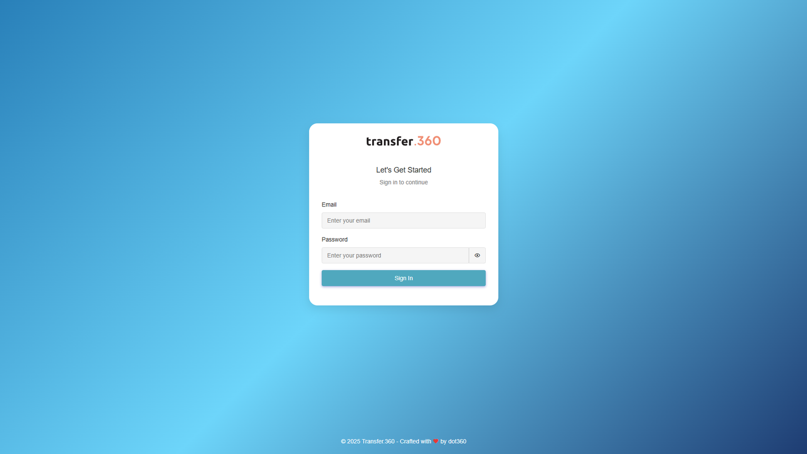 Web application login screen